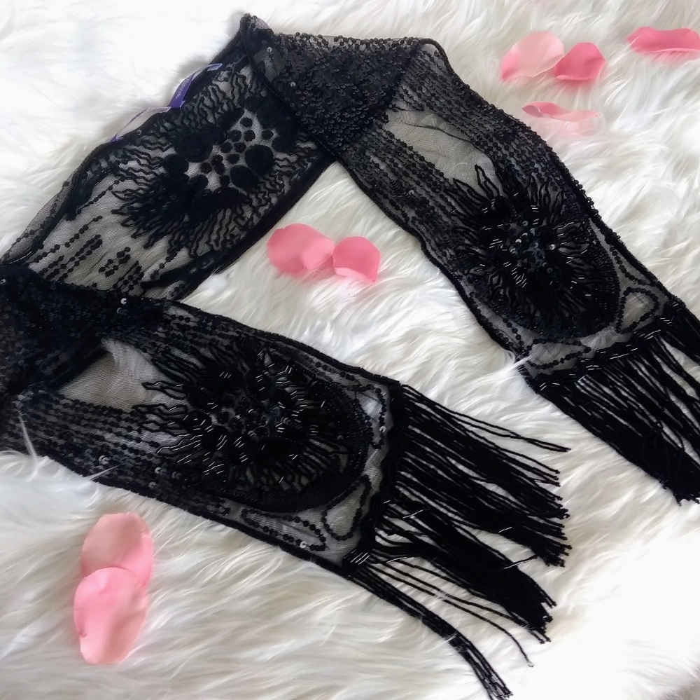 Ralph Lauren black beaded scarf